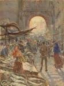 Busy Market Atthe Porta Capuana by Vincenzo Migliaro