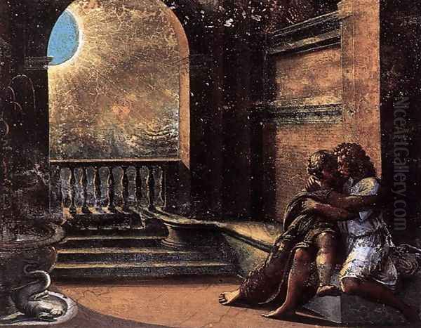 Isaac and Rebecca Spied upon by Abimelech - view 1