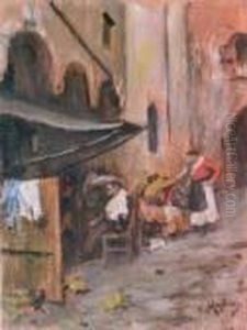 Scena Di Vita Nei Vicoli Di Napoli by Vincenzo Migliaro