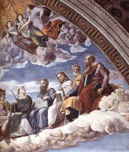 Disputation of the Holy Sacrament (La Disputa) [detail: 10] by Raphael