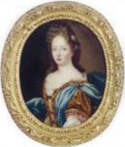 Portrait Of A Noble Woman With A Gold Dress; And A Companion Portrait by Pierre Mignard