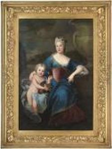 Portrait Of A Lady Traditionally
 Identified As Madame De La Force,dressed As Flora, 
Three-quarter-length, With A Child As Aputto