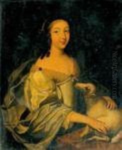 Portrait De Jeune Femme En Sainte Agnes by Pierre Mignard