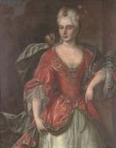Portrait Of A Lady As Diana, Standing, Three Quarter-length, With A Bow And Quiver by Pierre Mignard