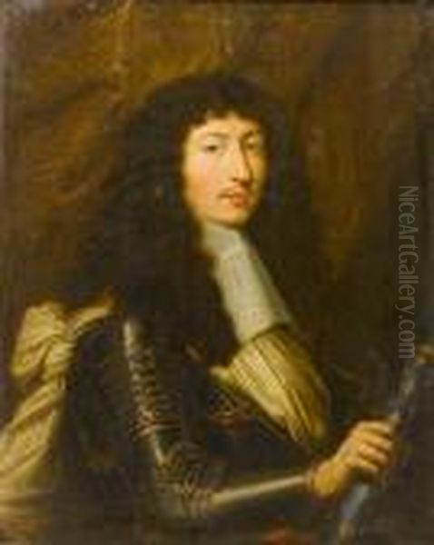 A Portrait Of King Louis Xiv, Half-length, In Armour And Holding A Marshall's Baton - view 1