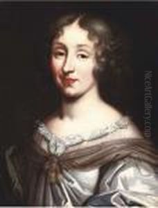 Portrait Of A Lady, Said To Be 
Madame De Balleroy, Bust-length, In A Light Blue Dress With A Lace 
Chemise And Brown Scarf