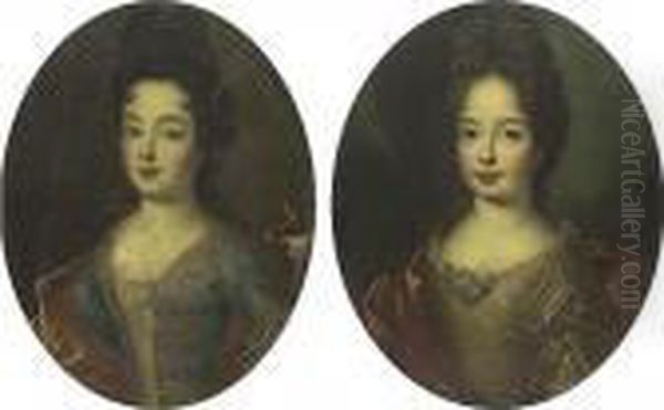 Portraits Of Two Ladies Said To 
Be Louise Marie De Bourbon And Francoise Marie De Bourbon: A Pair - view 1