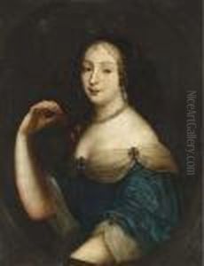 Portrait Of Lady As Diana, Bust-length, In A Blue Dress