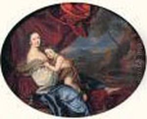 Portrait De Madame De Maintenon Et Du Duc Du Maine by Pierre Mignard