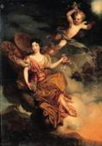 Portrait Of Madmoiselle De La Force As Flora, Full-length, Withputti In A Landscape - view 1