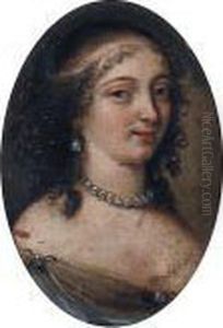 Portrait Of A Lady, Bust-length, In A Pearl Choker And A Decolletedress