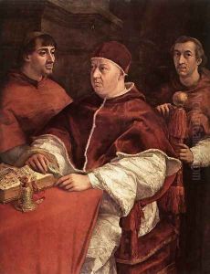Pope Leo X with Cardinals Giulio de' Medici and Luigi de' Rossi [detail: 1]