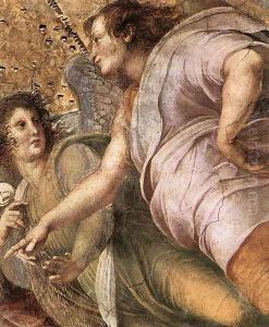 Disputation of the Holy Sacrament (La Disputa) [detail: 6] by Raphael