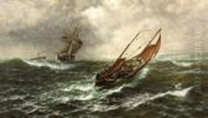 Wind And Sea Rising, Off The South Foreland, In The Straits Of Dover by Thomas Rose Miles