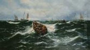 Fishing Boats In Open Sea by Thomas Rose Miles