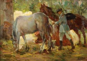 "attendente Con Cavalli" by Alessandro Milesi