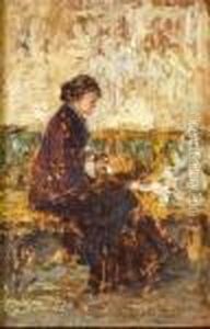 Donna Seduta In Interno