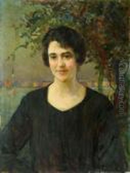 Ritratto Femminile Con Paesaggio Sullo Sfondo - view 1