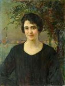 Ritratto Femminile Con Paesaggio Sullo Sfondo Ritratto Femminile Con Paesaggio Sullo Sfondo
