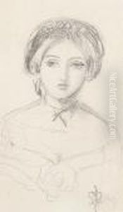 An English Beauty In The Manner Of John Leech by Sir John Everett Millais