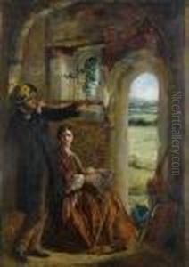 Young Couple Observing A Landscape Through A Doorway