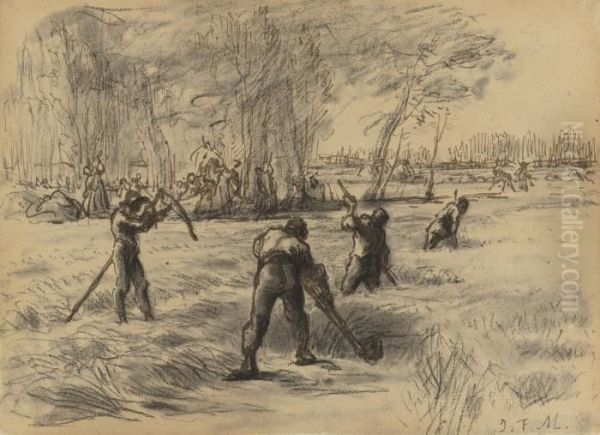 Workers Cutting Hay - view 1