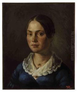Portrait Of Madame Martin Signed
 With Monogram 'jfm.' Oil On Canvas 18Â¼ X 15 In. Painted In 1840