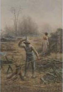 Woodcutter And His Wife Preparing Fagots by Jean-Francois Millet