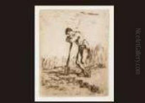 L""""homme Appuye Sur Sa Beche by Jean-Francois Millet