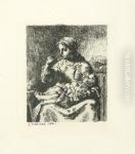 La Bouillie. by Jean-Francois Millet