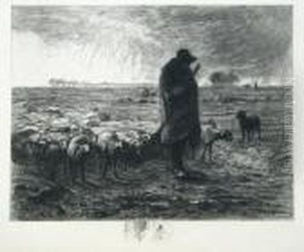 The Shepherd, With Engraving Of Peasant Woman Below Image - view 1