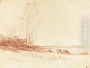 Cattle In A Landscape by Jean-Francois Millet