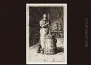 A Girl Milking by Jean-Francois Millet