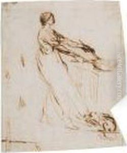 Three Figure Drawings. by Jean-Francois Millet
