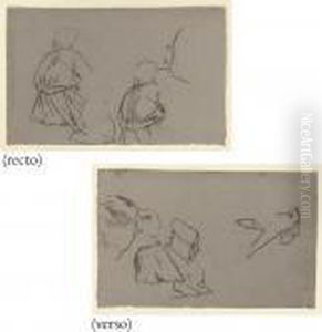 Studies Of Peasant Women (recto); And Studies Of Figures(verso) by Jean-Francois Millet