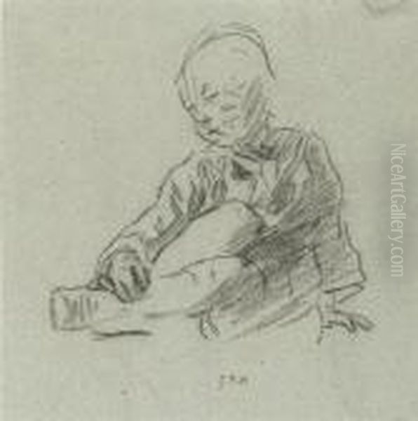 Study Of A Young Boy (recto); Study Of Arms (verso) - view 1