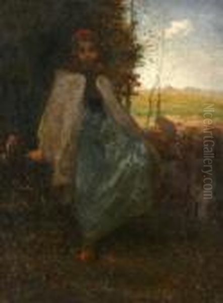 Shepherdess Seated On A Fence - view 1