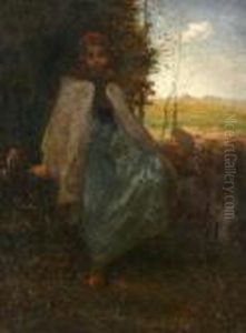 Shepherdess Seated On A Fence
