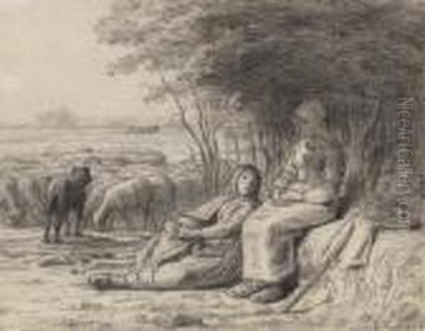 Two Shepherdesses And Their Flock - view 1
