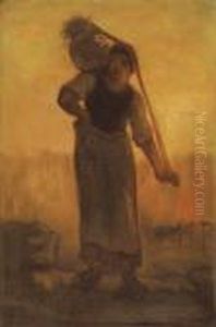 Water Carrier At Sunset by Jean-Francois Millet