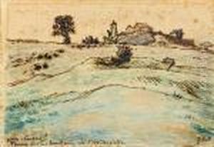 Ferme Sur Les Hauteurs De L'ardoisiere Pres De Cusset by Jean-Francois Millet