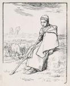 Die Grose Schaferin Sitzend by Jean-Francois Millet