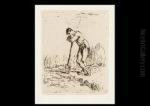 L'homme Appuye Sur Sa Beche by Jean-Francois Millet