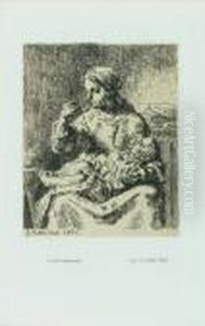 La Bouillie. 158 X 130 by Jean-Francois Millet