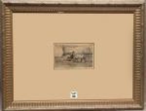 Etching, " Beaux Vaches", 3 1/2" X 6" - view 1