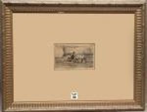 Etching, " Beaux Vaches", 3 1/2" X 6" by Jean-Francois Millet