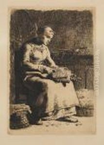 La Cardeuse (melot M 11) by Jean-Francois Millet