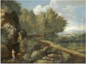 An Extensive Landscape, The Penitent Magdalene Praying In The Foreground by Jean-Francois Millet