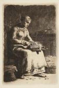 La Cardeuse (delteil 15) by Jean-Francois Millet