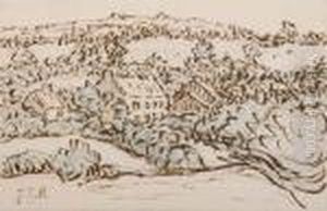 Une Ferme Dans Une Vallee Pres De Greville En Normandie by Jean-Francois Millet